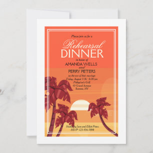 Invitación tropical de la puesta del sol