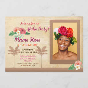 Invitación tropical de Luau Aloha Photo Birthday P