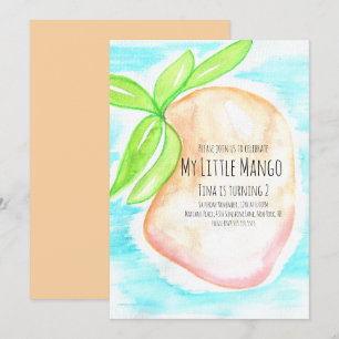 Invitación tropical de mango pintada a mano con ac