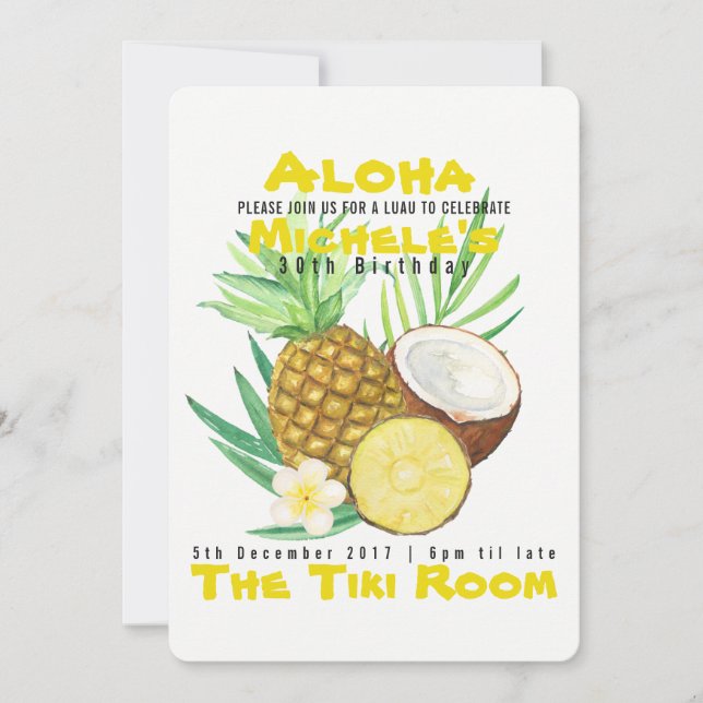 Invitación Tropical de Piña Aloha (Anverso)