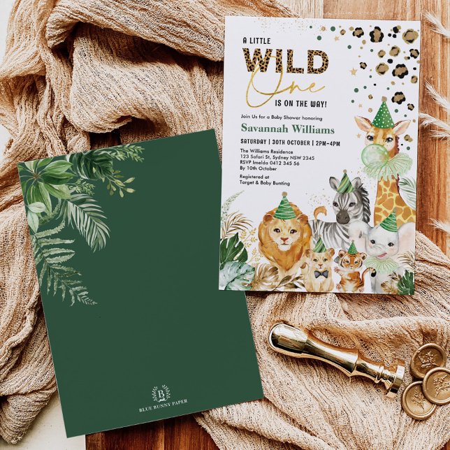 Invitación Tropical deja animales Fiestas Safari Baby Shower (Subido por el creador)