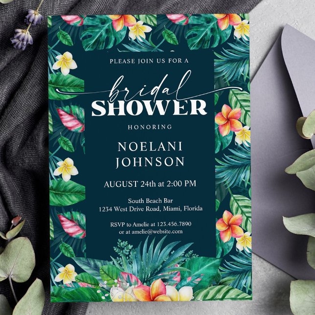 Invitación Tropical deja ducha de novias florales en Hawái (Subido por el creador)