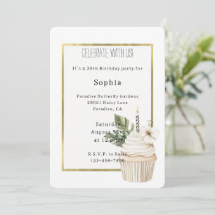 Invitación Tropical Deja Flor De Hibisco Cupcake Cumpleaños