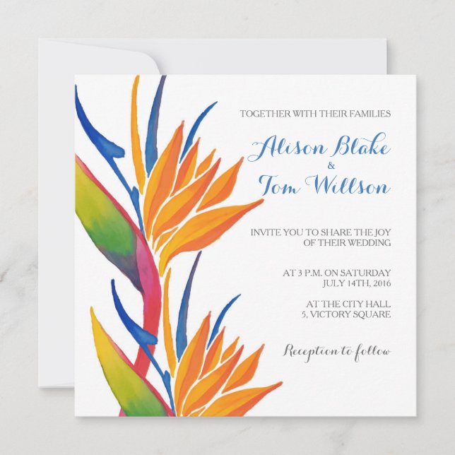 Invitación tropical del boda de la flor (Anverso)