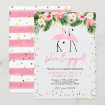 Invitación tropical del compromiso del flamenco