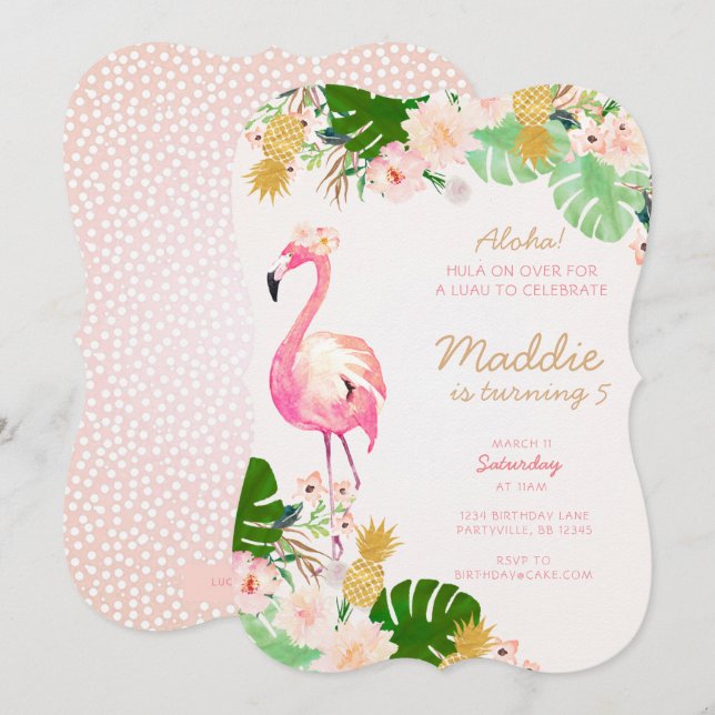 Invitación tropical del cumpleaños (Anverso / Reverso)
