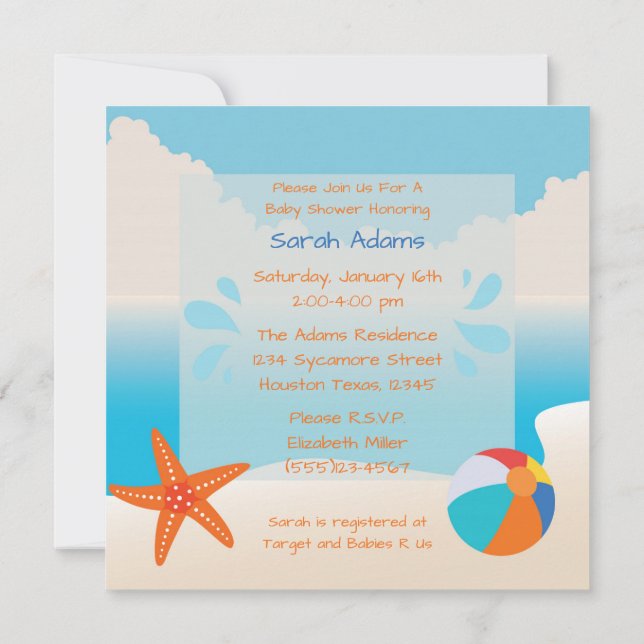 Invitación tropical del fiesta 5x5 Baby Shower de (Reverso)