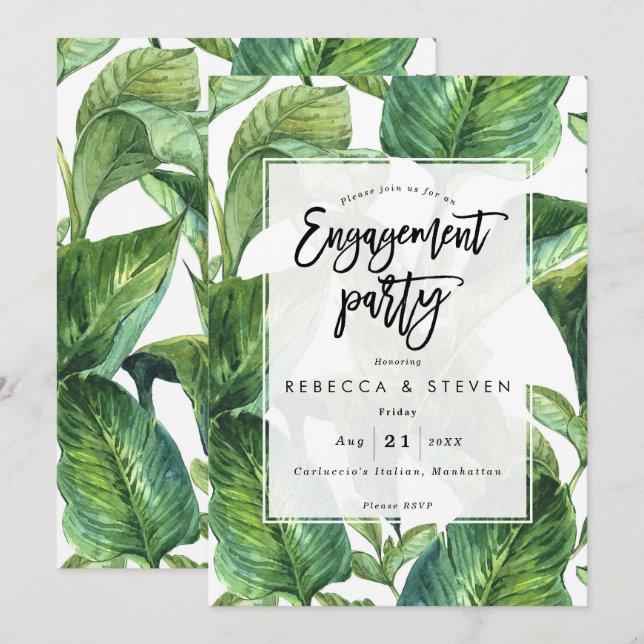 invitación tropical del fiesta de compromiso de (Anverso / Reverso)