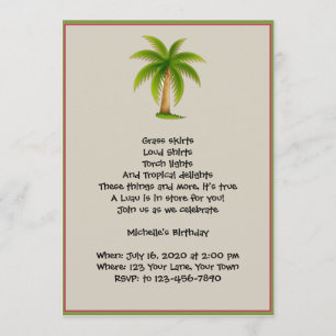 Invitación tropical del fiesta de Luau de la