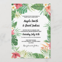 Invitación tropical del hibisco de la boda de la