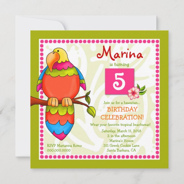 Invitación tropical del Loro-dise de LGC el | (Anverso)