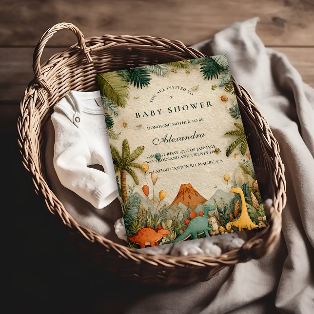 Invitación Tropical Dino Adventure Baby Shower (Subido por el creador)