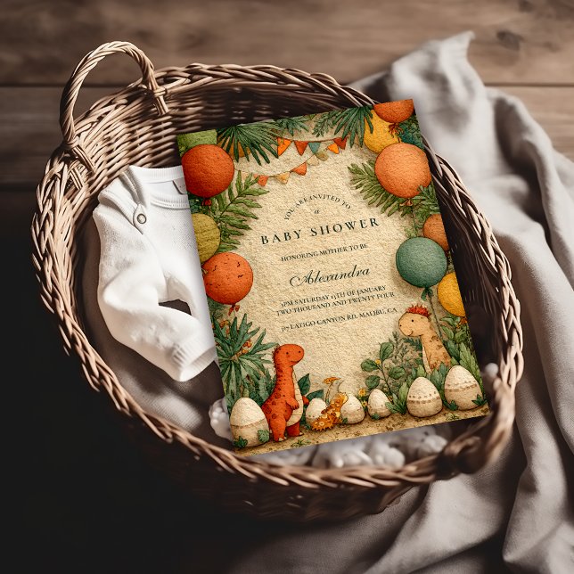 Invitación Tropical Dinosaur Theme Baby Shower (Subido por el creador)