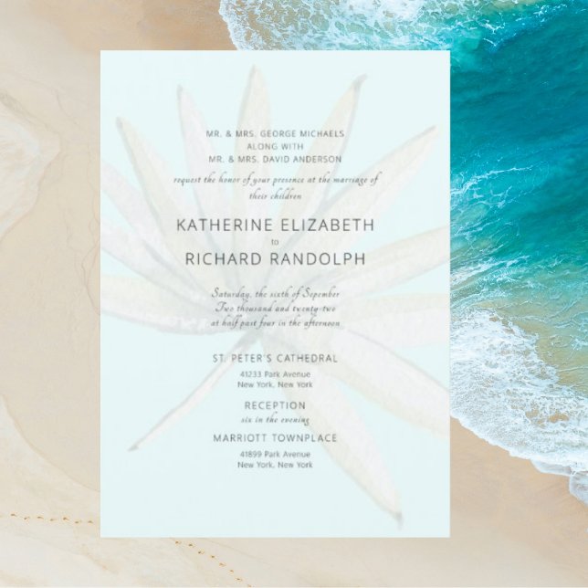 Invitación Tropical Dos Lugares Azul Hielo Ambos Padres Boda (Subido por el creador)