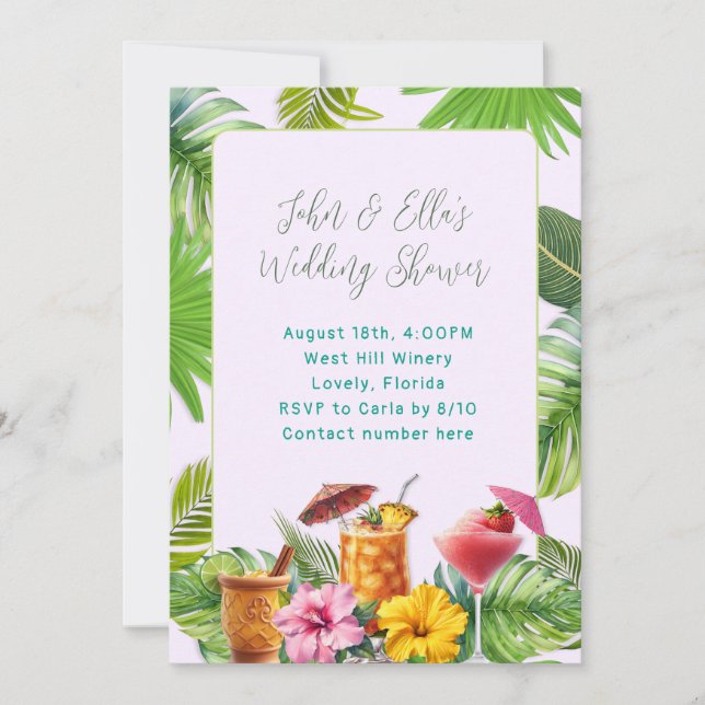 Invitación Tropical Drinks Couples Shower invitation (Anverso)