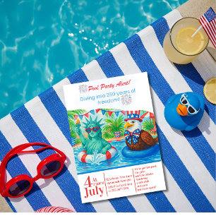 Invitación Tropical Fiesta en la Piscina 250 años de Libertad