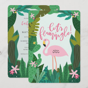 INVITACIÓN TROPICAL FLAMINGO BABY SHOWER