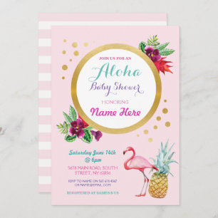 Invitación tropical Flamingo Baby Shower Aloha