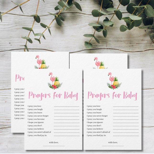 Invitación Tropical Flamingo Prayers for Baby Shower Card (Subido por el creador)