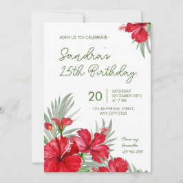 Invitación Tropical Floral 25th Birthday Invitation