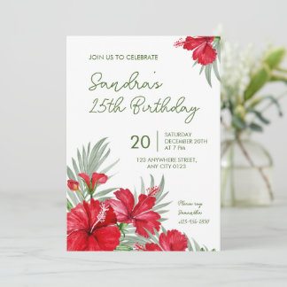 Invitación Tropical Floral 25th Birthday Invitation