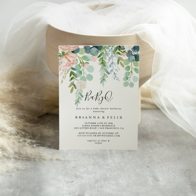 Invitación Tropical Floral BabyQ Baby Shower Barbecue (Subido por el creador)
