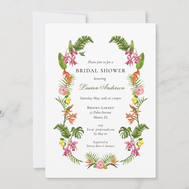 Invitación Tropical Floral Boda  (Anverso)