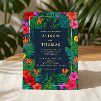 Invitación Tropical Floral Design | Hibiscus & Greenery