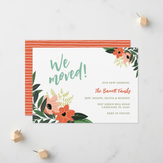 Invitación Tropical Floral en Movimiento | Coral (Anverso/Reverso In Situ)