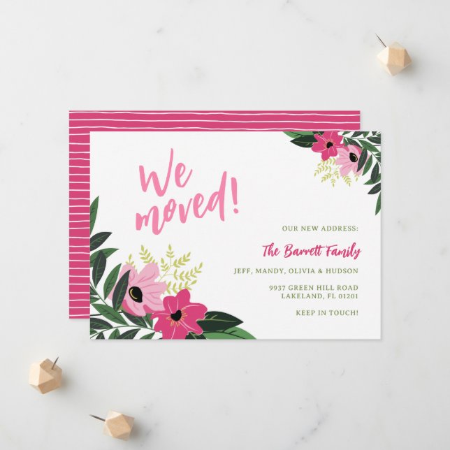 Invitación Tropical Floral en Movimiento | Rosa (Anverso/Reverso In Situ)