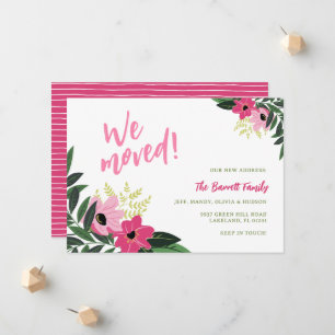 Invitación Tropical Floral en Movimiento Rosa