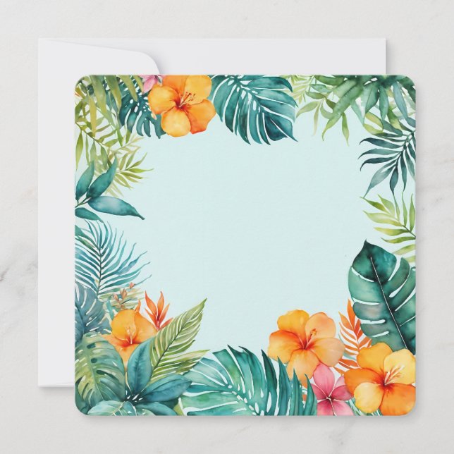 Invitación Tropical Floral Frame Colorful Summer Border (Anverso)