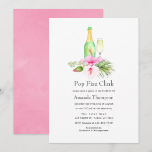 Invitación Tropical Floral Playa Pop Fizz Clink Despedida de 