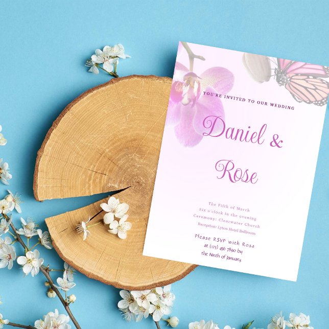 Invitación Tropical Flowers & Butterflies Wedding Invitation (Subido por el creador)