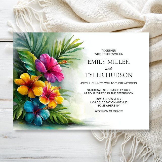 Invitación Tropical Flowers Greenery Wedding (Subido por el creador)