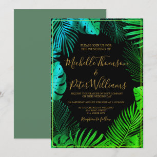 Invitación tropical gold watercolor wedding