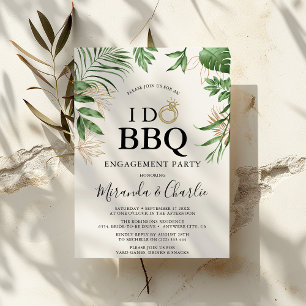 Invitación Tropical Greenery & Gold 'Me caso a la parrilla' C
