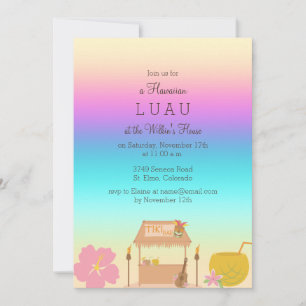Invitación tropical hawaiana a Luau