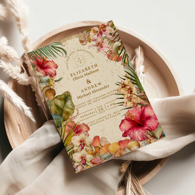 Invitación Tropical Hibiscus Botanical Wedding (Subido por el creador)