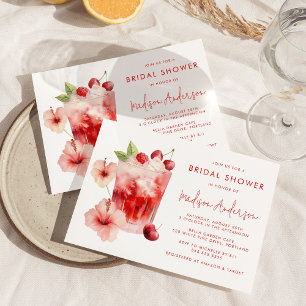 Invitación Tropical Hibiscus Cherry Cocktail Bridal Shower