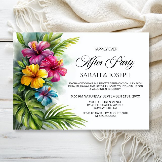 Invitación Tropical Hibiscus Wedding After Party (Subido por el creador)