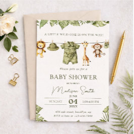 Invitación Tropical Jungle Safari Animals Boy Baby Shower