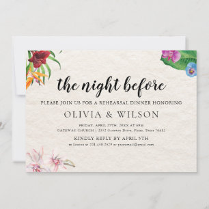Invitación Tropical La Noche Antes De La Cena Del Ensayo
