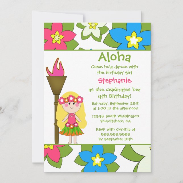 Invitación tropical linda de la fiesta de (Anverso)
