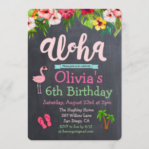 INVITACIÓN TROPICAL LUAAU ALOHA CUMPLEAÑOS PARA CU