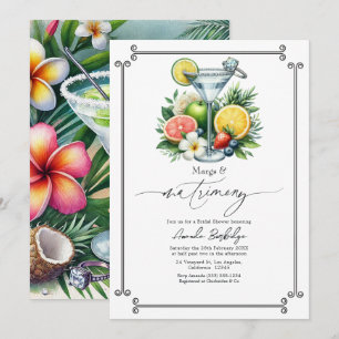 Invitación Tropical Margarita y Matrimonio Desayuno Nupcial