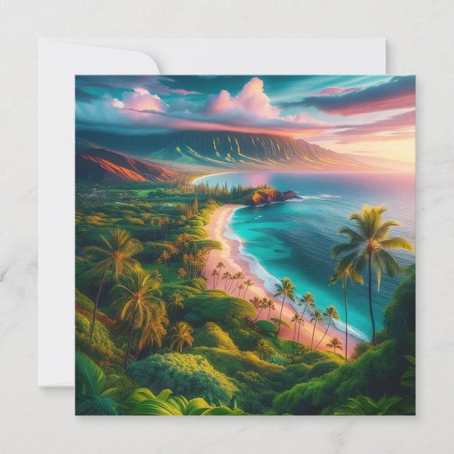 Invitación Tropical Maui Island Paradise (Anverso)