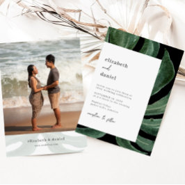 Invitación Tropical Monstera Leaf Destination Wedding Photo