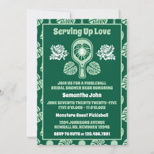Invitación Tropical Monstera Pickleball Bridal Shower