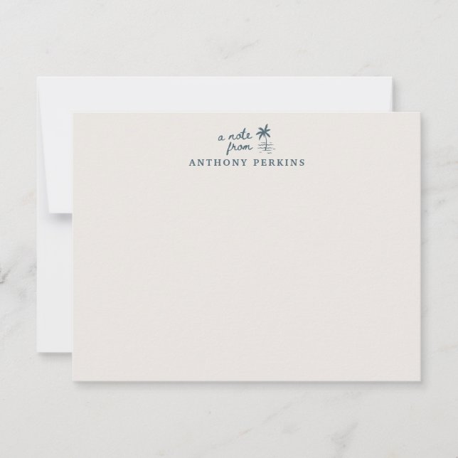 Invitación Tropical Palm Coastal Beach Personalized Note Card (Anverso)